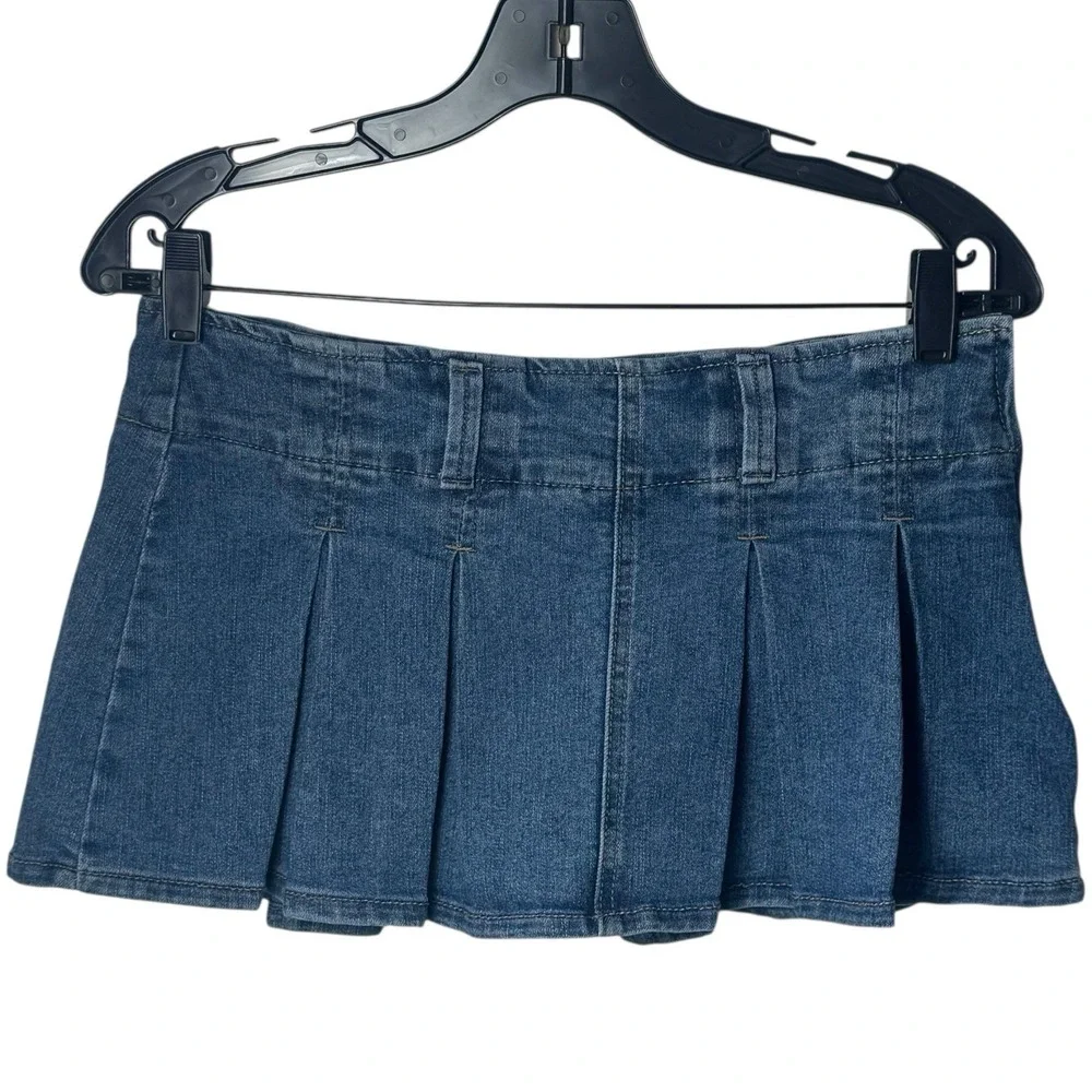 Y2K Almost Famous‎ Micro Mini Denim Pleated Skort Low Rise Grunge Skater S